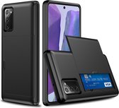 Samsung Note 20 pashouder hoesje - pasjes - Telehoesje - slide armor - Samsung - Android - Opberging - Creditcard - 2 in 1 - In 7 kleuren - Zwart - Donker blauw - Donker groen - Grijs - Goud - Rood - Zilver