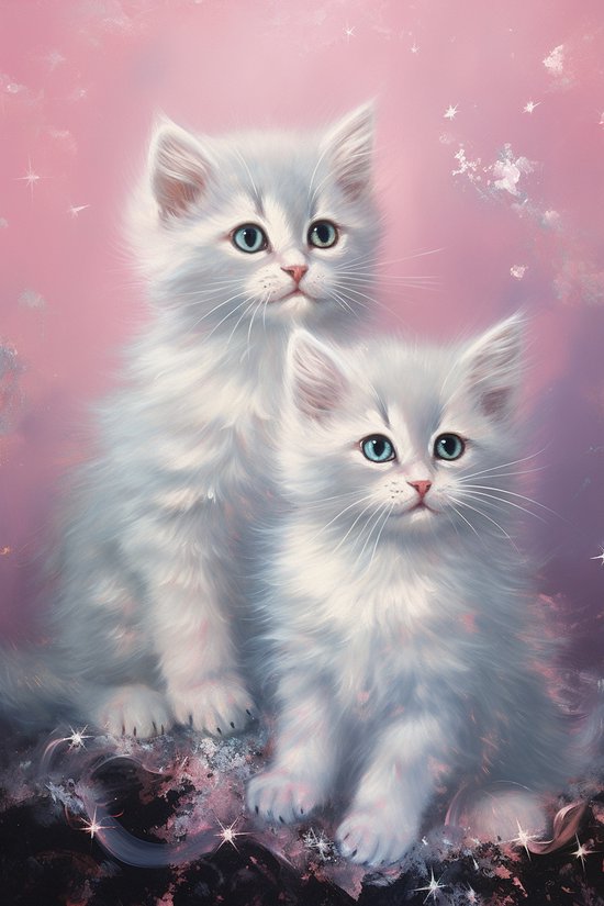 Poster Kittens | Kitten Poster | Poes Poster | Kat Poster | Baby Kat | Baby Dierenposter | Woondecoratie | 51x71cm | DZ | Geschikt om in te Lijsten