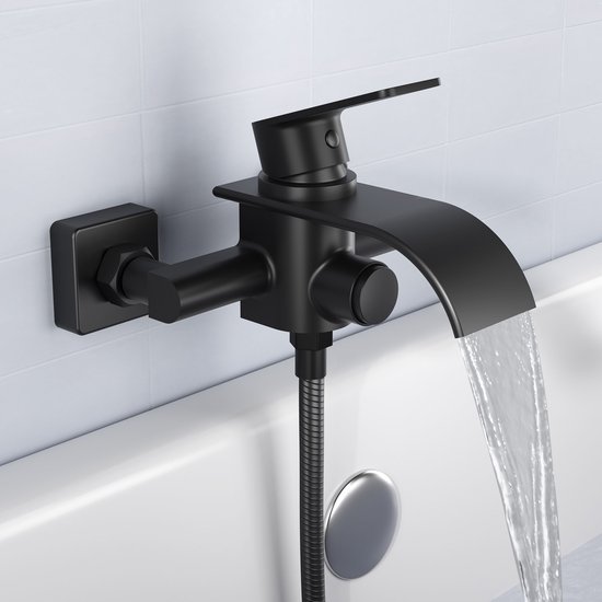 KULACO Robinet de bain, cascade, noir, mitigeur, batterie de baignoire,  robinet d'eau... | bol