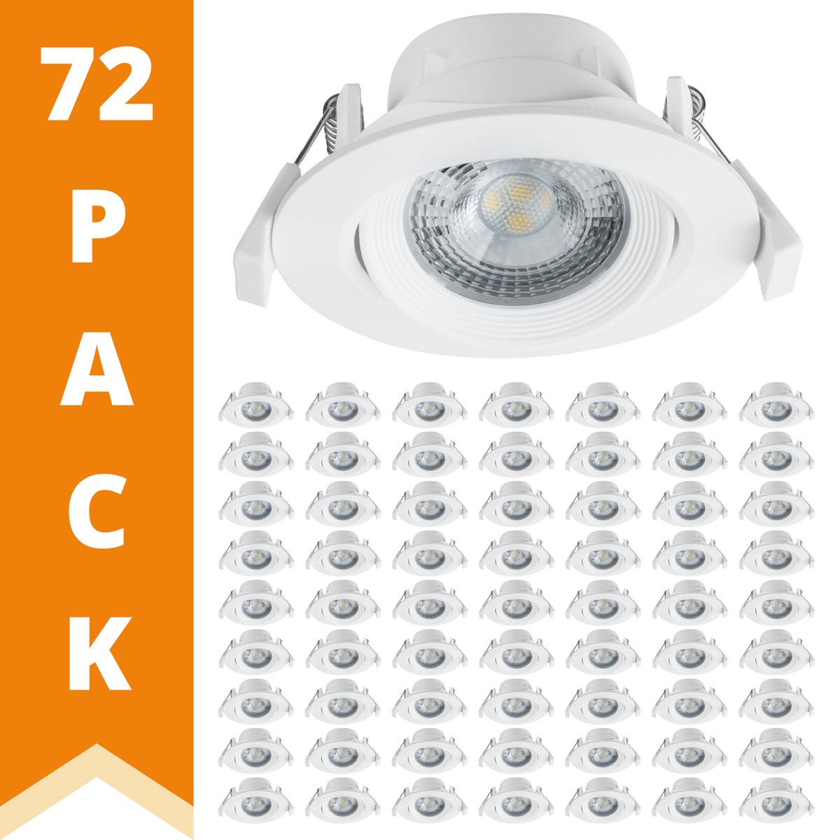 EasyFix LED Inbouwspots wit - Dimbaar warm wit licht - Draai- en kantelbaar - 72 stuks