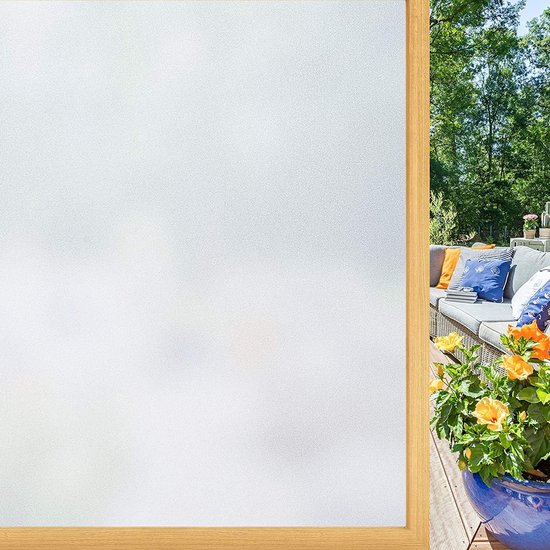 Rabbitgoo Zelfklevende verduisterende raamfolie voor in je slaapkamer of badkamer, uv-werend, matwit, 60 x 200 cm