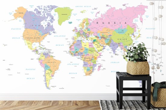 Fotobehang Wereldkaart - Vliesbehang - 368 x 280 cm