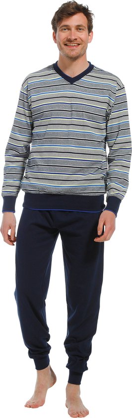 Pastunette for Men - Stripes - Pyjamaset- Blauw/Grijs - Maat M