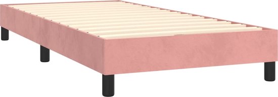 vidaXL - Sommier tapissier - avec - matelas - velours - rose - 90x190 - cm