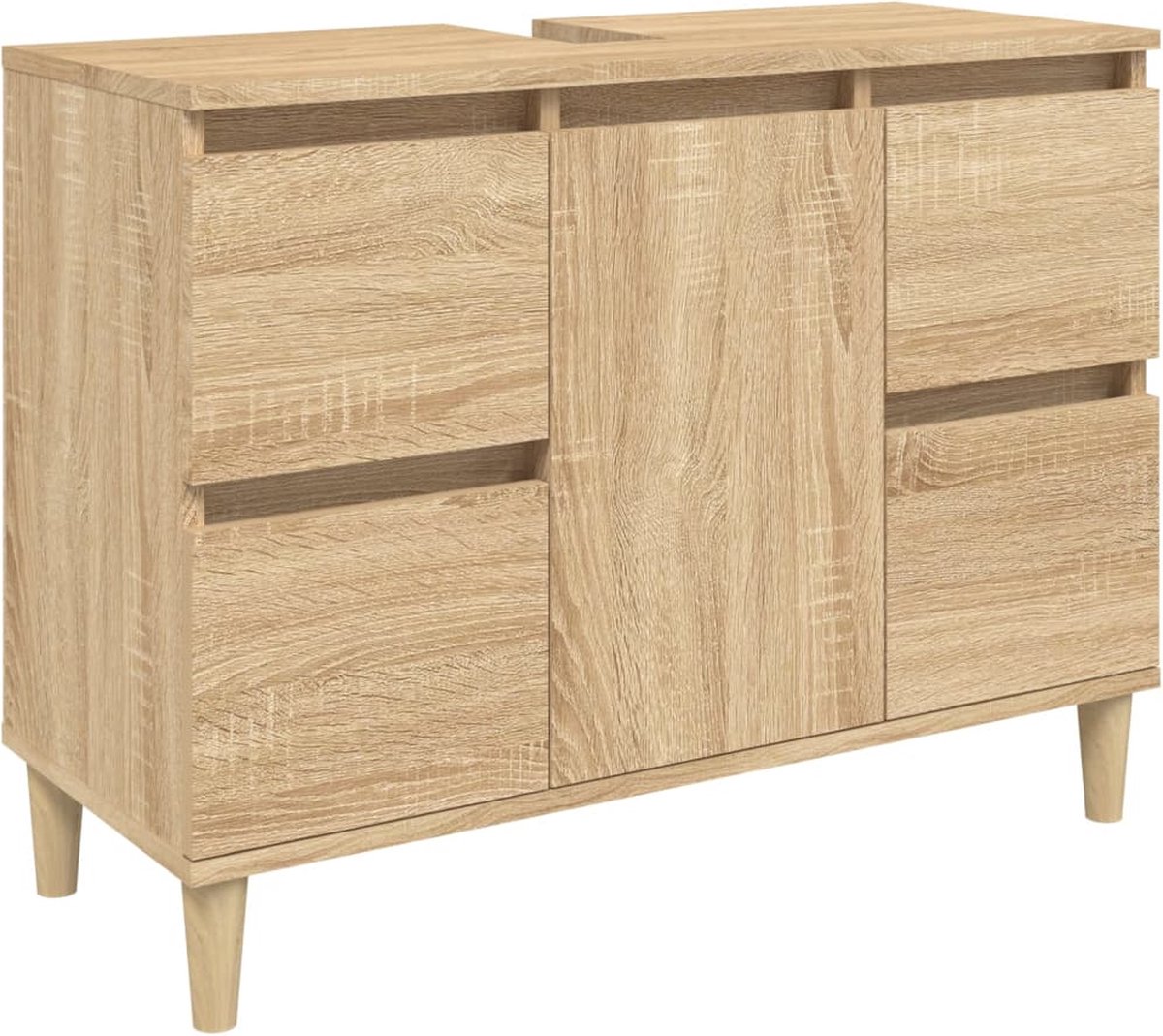 vidaXL Badkamerkast 80x33x60 cm bewerkt hout betongrijs, badkamer kast, badkamermeubel, badkamerkastje, kast, badkamer meubel, badkamer kastje
