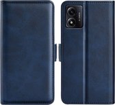 Motorola Moto E13 Hoesje - MobyDefend Luxe Wallet Book Case (Sluiting Zijkant) - Blauw - GSM Hoesje - Telefoonhoesje Geschikt Voor Motorola Moto E13