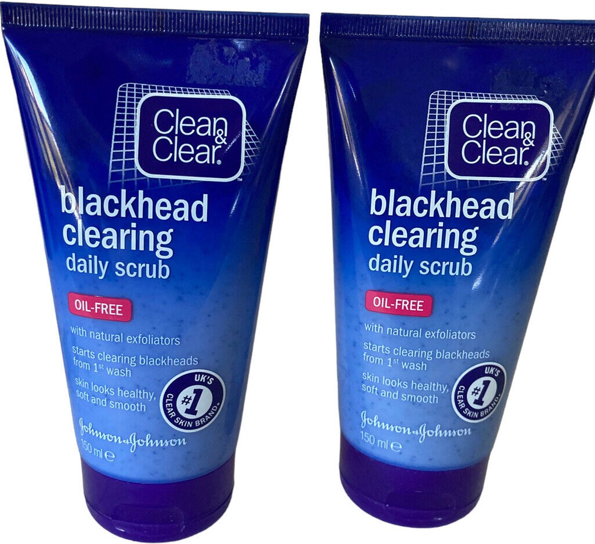 Clean & Clear Blackhead Clearing Daily Scrub - 2 x 150 ml - Olievrije Gezichtsreiniger - Weg met Acne en Mee-eters