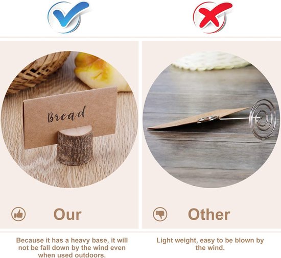 Porte-cartes en bois BOTC - Lot de 20 de 20 marque-places - Porte-cartes de table - Plaque signalétique - Porte-photos - Pour les numéros de table, carte de visite