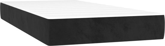 vidaXL - Boxspring - met - matras - en - LED - fluweel - zwart - 200x200 - cm