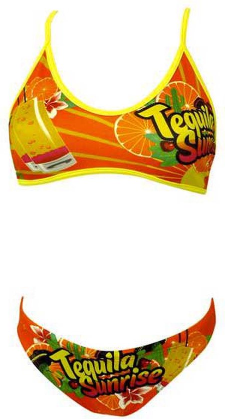 Turbo Tequilla Sunrise Bikini Met Dunne Bandjes Geel,Oranje XL Vrouw