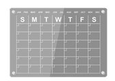 Jawes - 1 Calendrier magnétique - Wit/ Transparent - Comprenant 4 marqueurs + essuie-glace - Calendrier mensuel - Calendrier du réfrigérateur - Calendrier du tableau blanc -