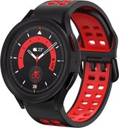 Siliconen bandje - geschikt voor Samsung Galaxy Watch 6 / Watch 6 Classic / Watch 5 / Watch 5 Pro / Watch 4 / Watch 4 Classic - zwart-rood