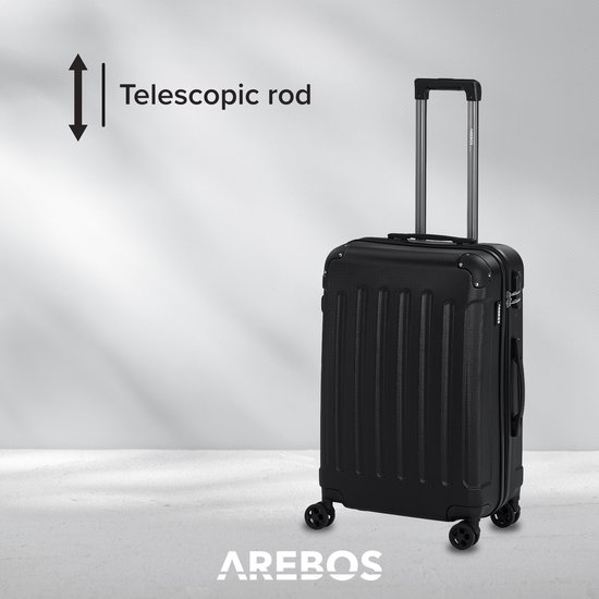 Arebos reiskoffers set   Hard shell koffers S M L XL   Rosé Goud