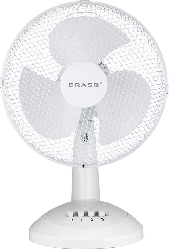 BRASQ Tafelventilator wit F400 Ø 30 cm ventilator 3 snelheden en kantelbaar  | bol