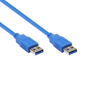 Powteq USB A naar USB A kabel - 1 meter - Blauw - USB 3.0 - 4800 mb/s