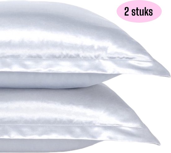 Beauty Silk - Kussenslopen - 60x70 - 2 stuks - Glans Satijn - Wit