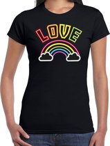 Bellatio Decorations Gay Pride shirt - love - regenboog - dames - zwart XXL