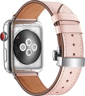 Leren bandje - geschikt voor Apple Watch Series 1/2/3/4/5/6/7/8/Ultra/Ultra 2/SE met case size 42 mm / 44 mm / 45 mm / 49 mm - roze