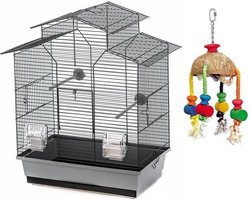 Vogelkooi - parkietenkooi - kanariekooi - Afgedekte voederbakjes - Zwart - 51 x 30 x 60,5cm
