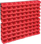 vidaXL de bacs de rangement 96 pièces avec panneaux muraux rouge et noir