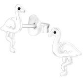 Joy|S - Zilveren Flamingo oorbellen - 8 x 11 mm - zilver - kinderoorbellen