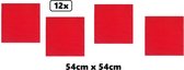 12x Zakdoek uni rood 54cm x 54cm - Thema boeren zakdoeken thema feest festival bandana kleur