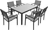 BERGAMO grijs textilene tuinset 6 zitplaatsen - aluminium antraciet