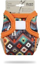Petit Lulu - Overbroekje voor wasbare luier newborn - 2-6 kg - Etno navajo print oranje retro - Waterdicht - met fleeceranden en drukknoopjessluiting