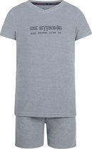 Charlie Choe Jongens Pyjama Shortama Faded Blauw Badstof - Maat 110/116