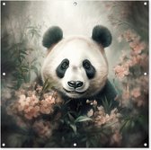 Tuindoek Panda - Dieren - Bloemen - Planten - 100x100 cm