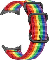 Nylon bandje - geschikt voor Google Pixel Watch / Pixel Watch 2 - regenboog