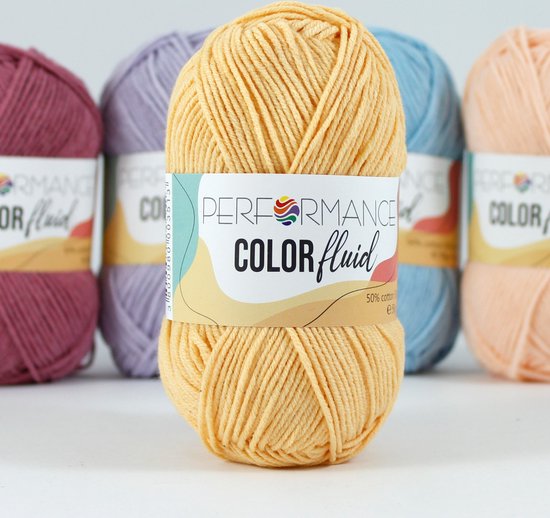 Performance Colour Fluid - fil coton/acrylique crochet/tricot - jaune  (3021) - 5 pelotes | bol