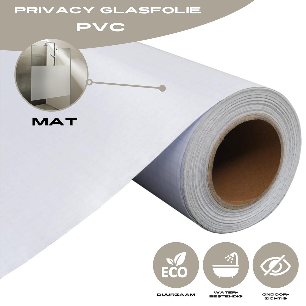Privacyfolie - UV werend - werkt isolerend - zelfklevend - mat - melkglas - duurzaam - isolatie - folie - raamfolie - inkijkwerend - ondoorzichtig wit - matglas - badkamerfolie - badkamer - huiskamer - keuken - slaapkamer - glasfolie - 0,9 m x 100 m
