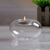 glazen staande bal Plat 10 cm - glas waxinelichthouder decoratie