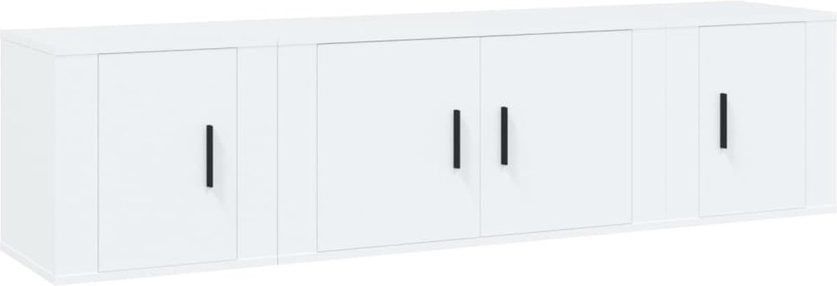 vidaXL - 3-delige - Tv-meubelset - bewerkt - hout - wit