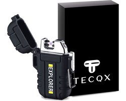 TECQX Elektrische Explorer Plasma Aansteker - Oplaadbaar - Micro USB - Sigaretten en Vuurwerk aansteker - Storm, Regen, Sneeuw en Wind Proof - Waterdicht - Zwart