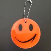 Reflecterende sleutelhanger - 1 stuks - Smiley - Oranje