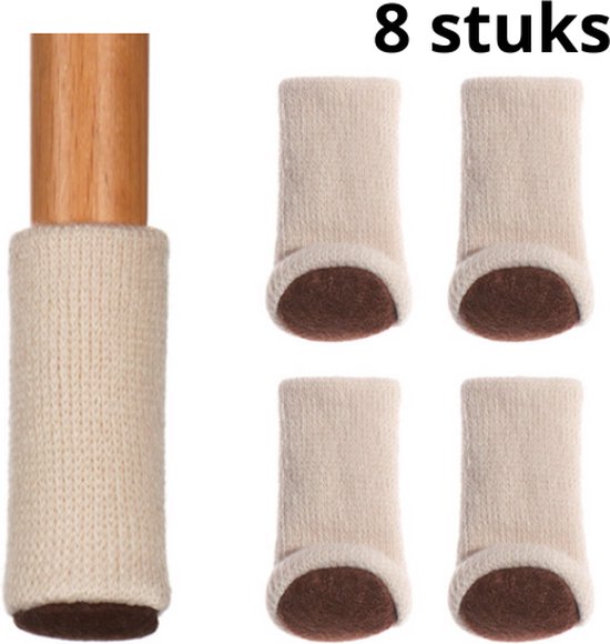 Stoelpoot beschermers - Stoelpoot sokken - Vloerbeschermer - Stoelpootdoppen - Beige/Bruin - 8 stuks