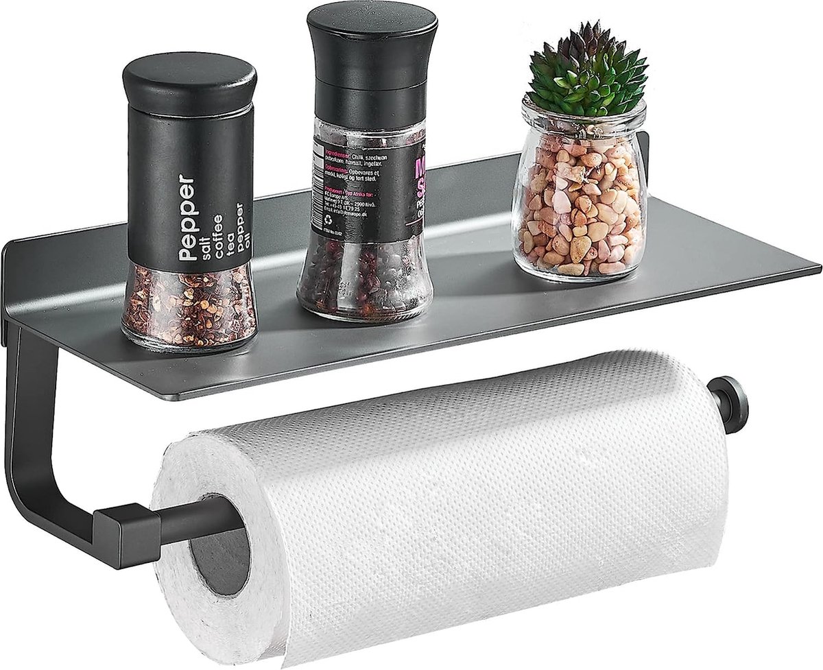 Support de porte-papier hygiénique avec étagère, distributeur de rouleaux  de mouchoirs en aluminium antirouille, rangement mural