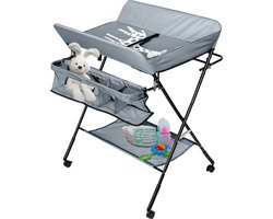 Opvouwbare Luiertafel incl. Aankleedkussen - Verschooncombi Aankleedkussen - Verzorgingstafel - Mobiele commode - Donkergrijs