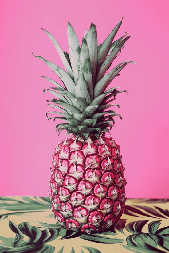 Roze Ananas Poster | Ananas Poster | Pink Pineapple | Woondecoratie | 61x91cm | Ananas op Tafel | YR | Geschikt om in te lijsten