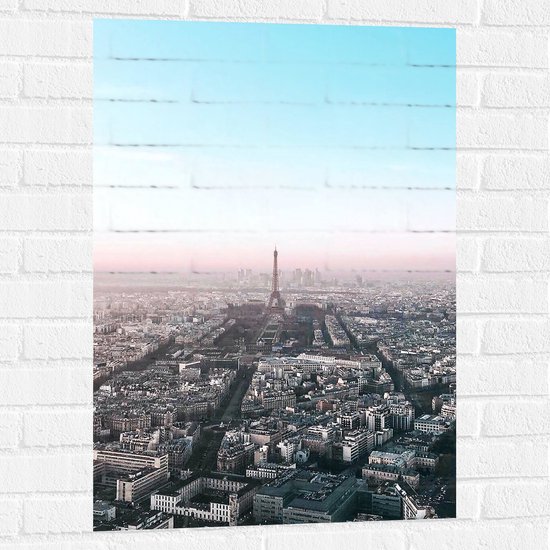 Muursticker - Parijs - Eiffeltoren - Stad - Gebouwen - Kleuren - 60x90 cm Foto op Muursticker
