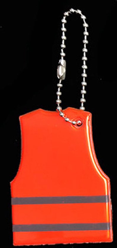 Reflecterende sleutelhanger - 1 stuks - Hesje - Oranje/Rood