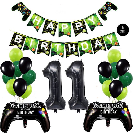 Snoes Mega Game Gamers Helium Verjaardags Ballonnen Feestdecoratie Black Cijfer Ballon nr 11