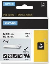 Laminated Tape for Labelling Machines Rhino Dymo ID1-12 12 x 5,5 mm Black White Stick Self-adhesives (5 Units)
