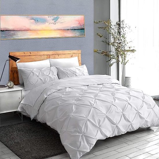 linge de lit blanc, 220 x 240 cm, nervure luxe, pli plissé, microfibre,  parure de lit... | bol