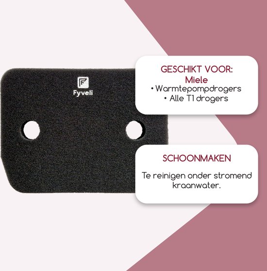 Filtre Fyveli pour sèche-linge - alternativement adapté au sèche-linge Miele - 210 x 155 x 30 mm