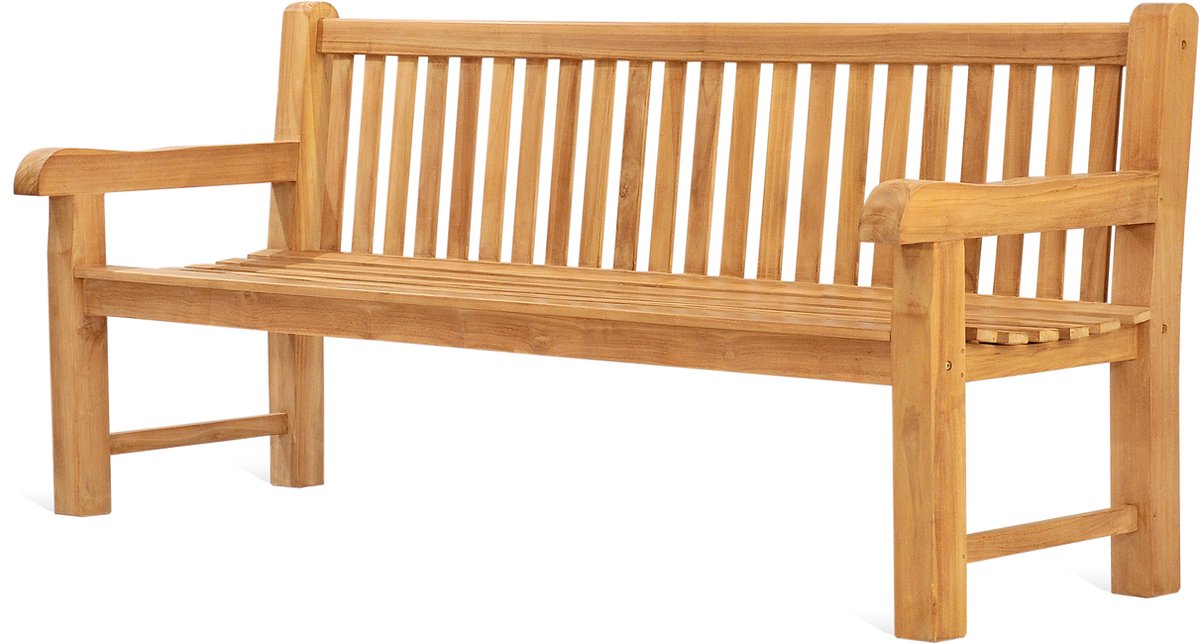 Parkbank Teakhout Extra Zware Uitvoering 210x64x92cm - Parkbank 210cm - Houten Tuinbank - Tuinbank Teak - Lange Teakhouten Tuinbank - Houten Bank voor Buiten - 4 zits Tuin Bank - Traditionele tuinbank 210 cm - 4-Persoons / 4-Zits | Naturel - Robuust