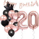 Snoes Ballons 20 Years Party Package - Décoration - Set d'anniversaire Liva Rose Number Balloon 20 Years - Ballon à l'hélium