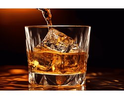 Whiskey Poster - Whiskey glas - Whisky Drank - Drank - Whiskey Karaf - Bar- Whiskey met ijsblokjes - Gentleman - posters - formaat 60x90cm - 496